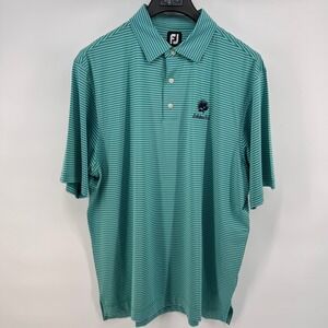 Footjoy FJ Mens XL Green Stripe Golf Polo Shirt Leilehua Golf Course Embroidered